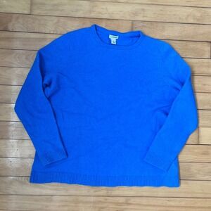 LL Bean 100% Cashmere Crewneck Sweater Cobalt Blue Plus Size 1X 296777